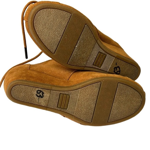 Toms Cognac “ Yellow Gold” Corlina Round Toe Lace Up Wedge Shoes Size 6 NEW - Picture 6 of 8